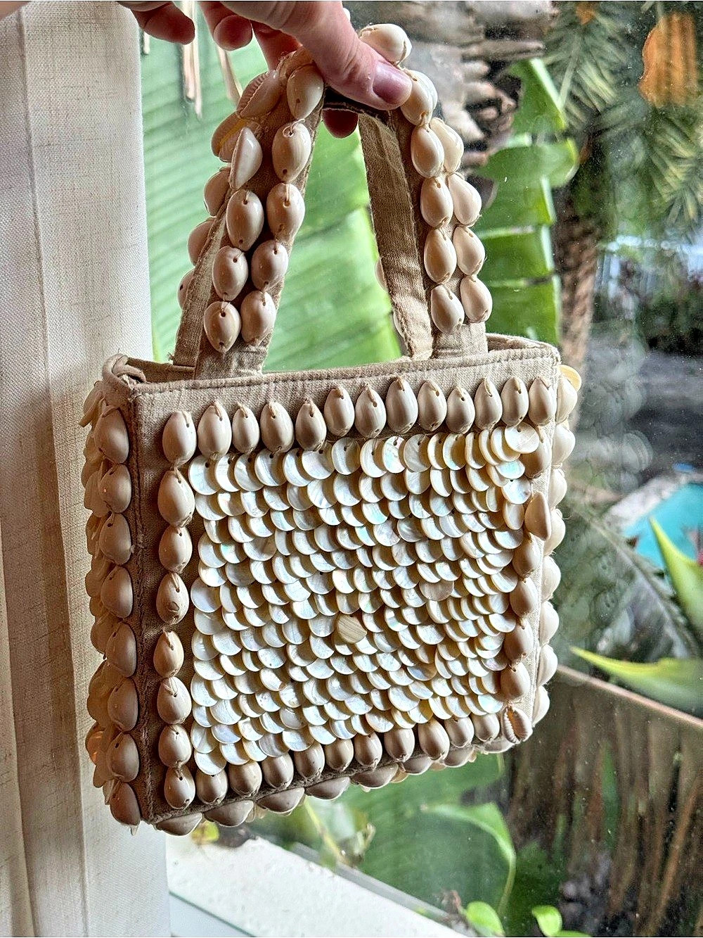 Boho Shell & Mother of Pearl Beaded Mini Handbag